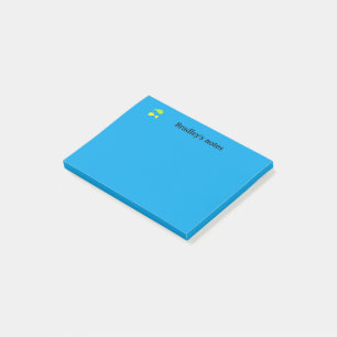Post-it® Poissons verts et jaunes mignons sur le bleu