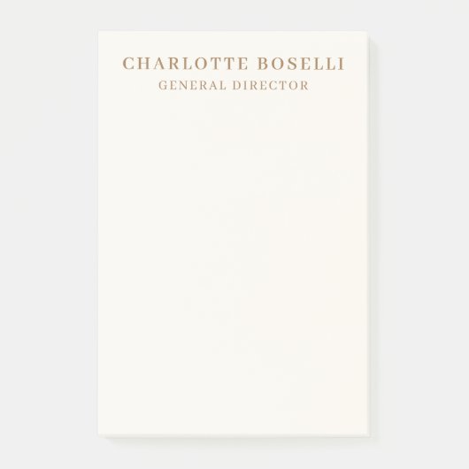 Post-it® Police Cream Gold Serif Nom Professionnel Poste (Devant)