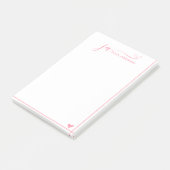 Post-it® Police de script élégant Monogramme blanc et rose (Incliné)