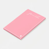 Post-it® Police de script élégant Monogramme rose et blanc (Incliné)