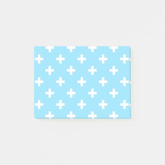 Post-it® Polka blanche croise sur bleu bébé (Devant)
