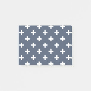 Post-it® Polka blanche croise sur bleu-gris