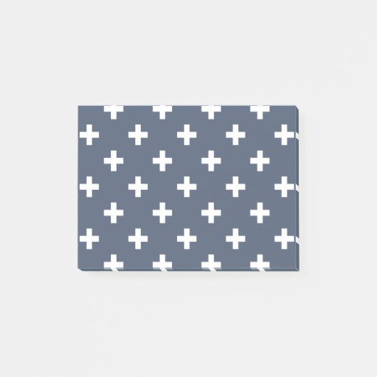 Post-it® Polka blanche croise sur bleu-gris (Devant)