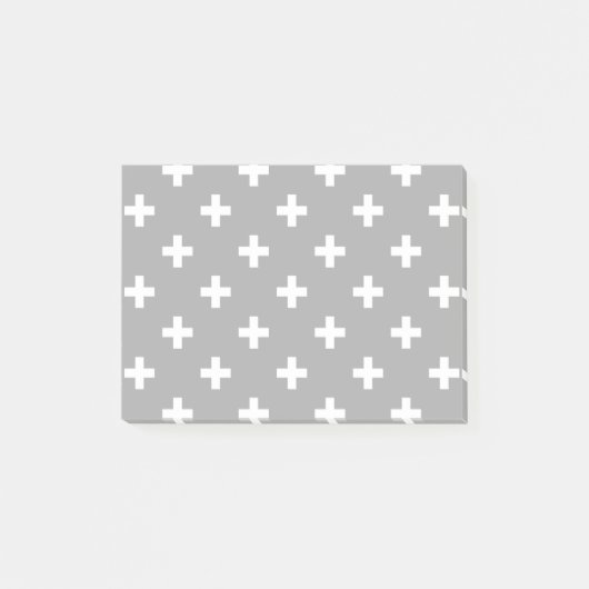 Post-it® Polka blanche croise sur gris (Devant)