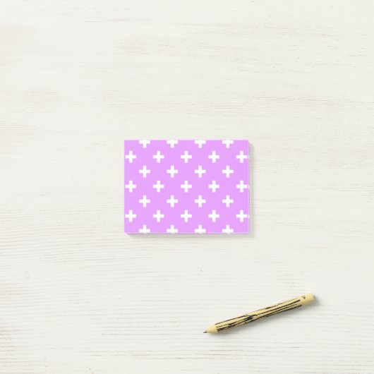 Post-it® Polka blanche croise sur lilas (Sur un bureau)