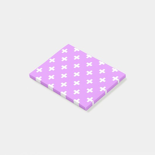 Post-it® Polka blanche croise sur lilas (Incliné)