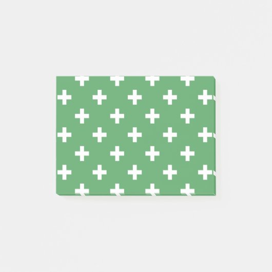 Post-it® Polka blanche croise sur vert (Devant)