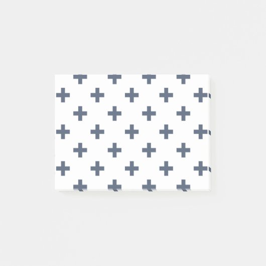 Post-it® Polka gris-bleu croise sur blanc (Devant)