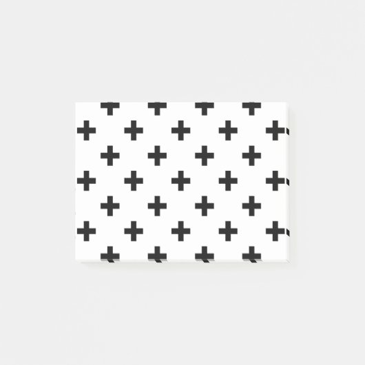 Post-it® Polka noire croise sur blanc (Devant)