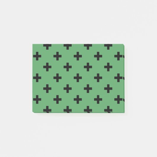 Post-it® Polka noire croise sur vert (Devant)