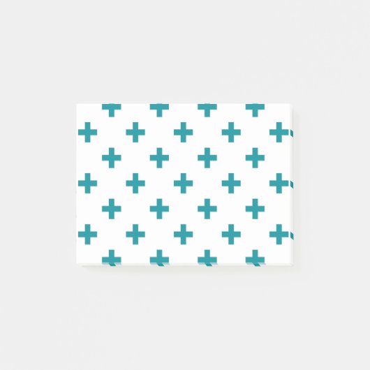 Post-it® Polka turquoise croise sur blanc (Devant)