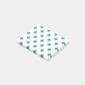 Post-it® Polka turquoise croise sur blanc (Incliné)