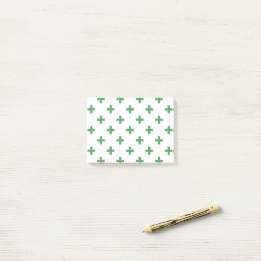 Post-it® Polka verte croise sur blanc (Sur un bureau)