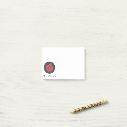 Post-it® Pomme enseignant personnalisée avec Motif Chevron (Sur un bureau)