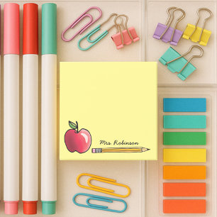 Post-it® Pomme et crayon Professeur personnalisé Jaune 3 x 