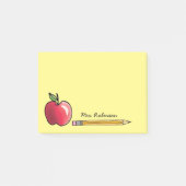 Post-it® Pomme et crayon Professeur personnalisé Jaune 4x3 (Devant)