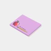 Post-it® Pomme et crayon Professeur personnalisé Purple 4x3 (Incliné)