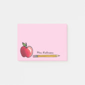 Post-it® Pomme et crayon Professeur personnalisé Rose 4x3 (Devant)