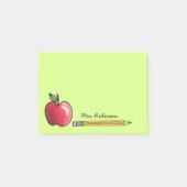 Post-it® Pomme et crayon Professeur personnalisé Vert 4x3 (Devant)