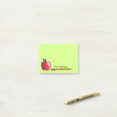 Post-it® Pomme et crayon Professeur personnalisé Vert 4x3 (Sur un bureau)