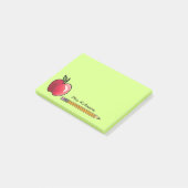 Post-it® Pomme et crayon Professeur personnalisé Vert 4x3 (Incliné)