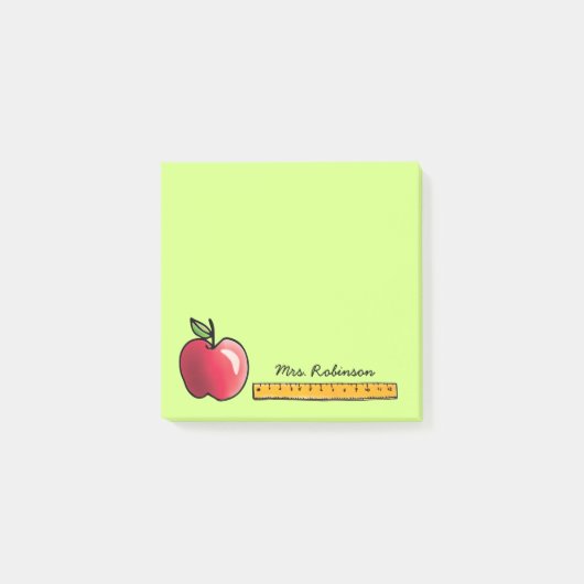 Post-it® Pomme et règle Professeur personnalisé Vert 3 x 3 (Devant)