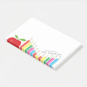 Post-it® Pomme rouge et crayons de couleur Enseignant Perso (Incliné)
