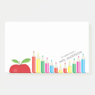 Post-it® Pomme rouge et crayons de couleur Enseignant Perso