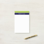 Post-it® Pomme Vert Blanc Marocain #5 Bleu Nuit Monogramme (Sur un bureau)