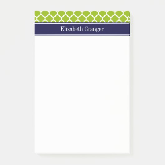 Post-it® Pomme Vert Blanc Marocain #5 Bleu Nuit Monogramme (Devant)