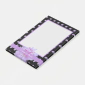 Post-it® Pony rose violet Monogramme Floral Noir Bloc-notes (Incliné)