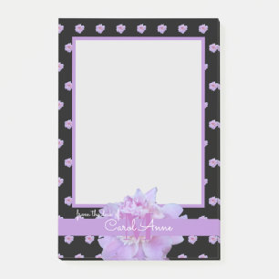 Post-it® Pony rose violet Monogramme Floral Noir Bloc-notes