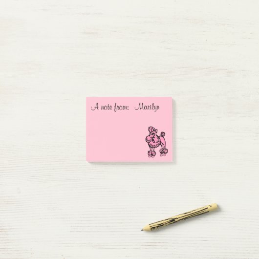 Post-it® Poodle français rose personnalisé Post It Notes Ca (Sur un bureau)