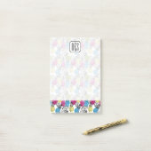 Post-it® Pop Art Pineappy Et Palm Feuilles| Monogramme (Sur un bureau)