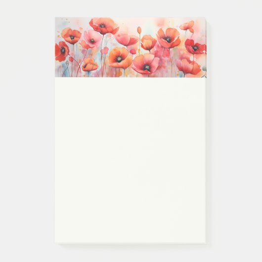 Post-it® Poppies rouges dans une aquarelle de champ (Devant)
