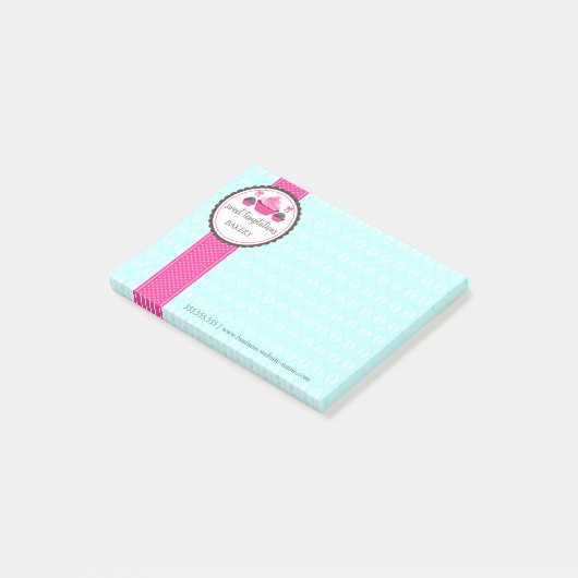 Post-it® Pops de gâteaux et Cupcake Aqua Rose (Incliné)
