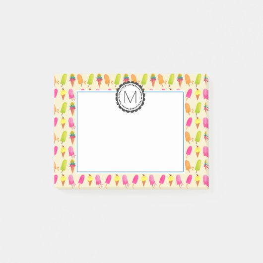 Post-it® Popsicles et crème glacée Monogramme personnalisé (Devant)