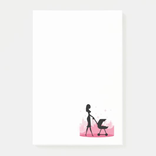 Post-it® Porte-bébé à la mode pour maman poussant (Devant)