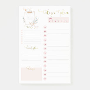 Post-it® Porte - bloc D'Or Rose Planification Quotidienne À