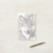 Post-it® Portrait de loup (Sur un bureau)