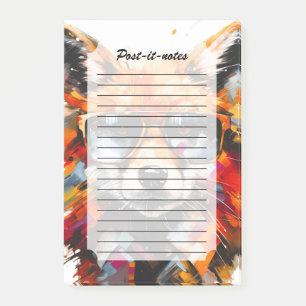 Post-it® Portrait de renard animal abstrait Pop Art avec lu