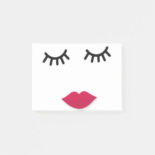 Post-it® Portrait doux de fille de mèche et de lèvre roug
