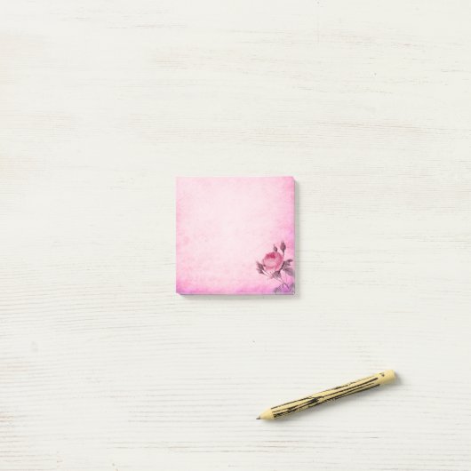 Post-it® Post-it aux fleurs roses (Sur un bureau)