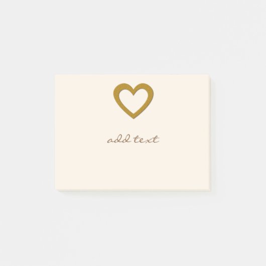 Post-it® Post-it mignon avec le coeur d'or d'amour (Devant)