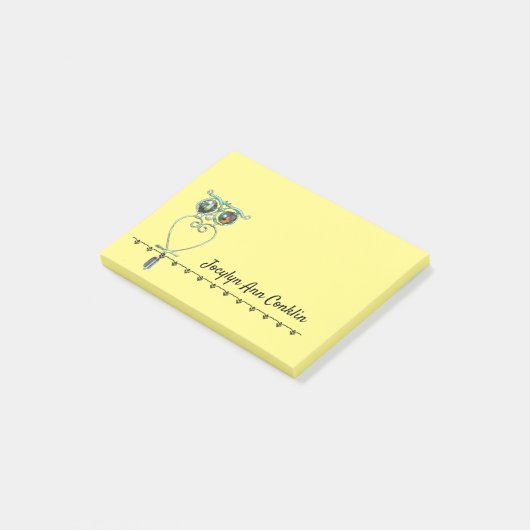 Post-it® Post—it Note - Chouette avec nom (Incliné)
