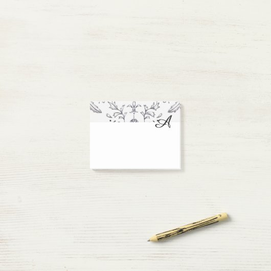 Post-it® Post-it Notepad Damask noir et blanc Personnalisé (Sur un bureau)