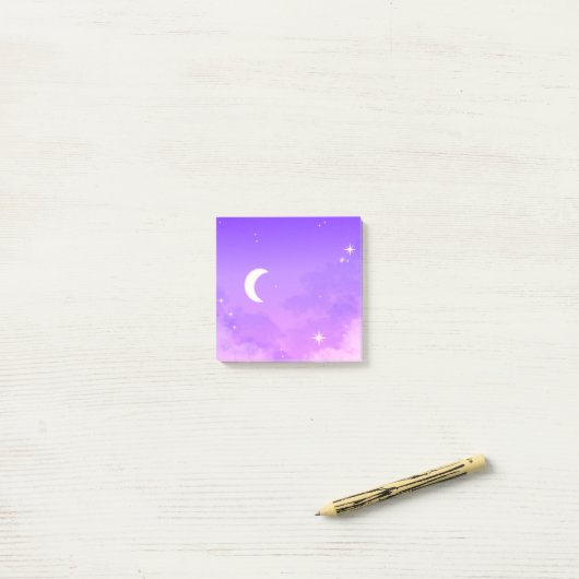 Post-it® Post-It Notes Céleste Purple Lune Scenery (Sur un bureau)