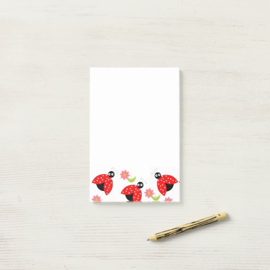 Post-it® Post-it Notes coccinelle Floral (Sur un bureau)
