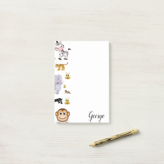 Post-it® Post-it Notes Éléphant Tigre Singe (Sur un bureau)