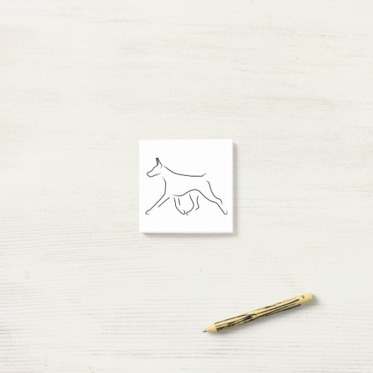 Post-it® Post-It Notes - Gaiting Doberman Line Art (Sur un bureau)